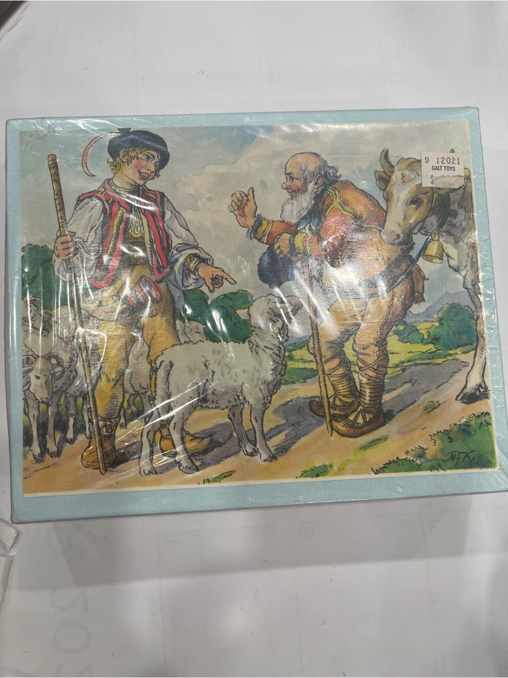Rare VNTG wooden cube puzzle Czechoslovakia traditional folk  tale illustrations